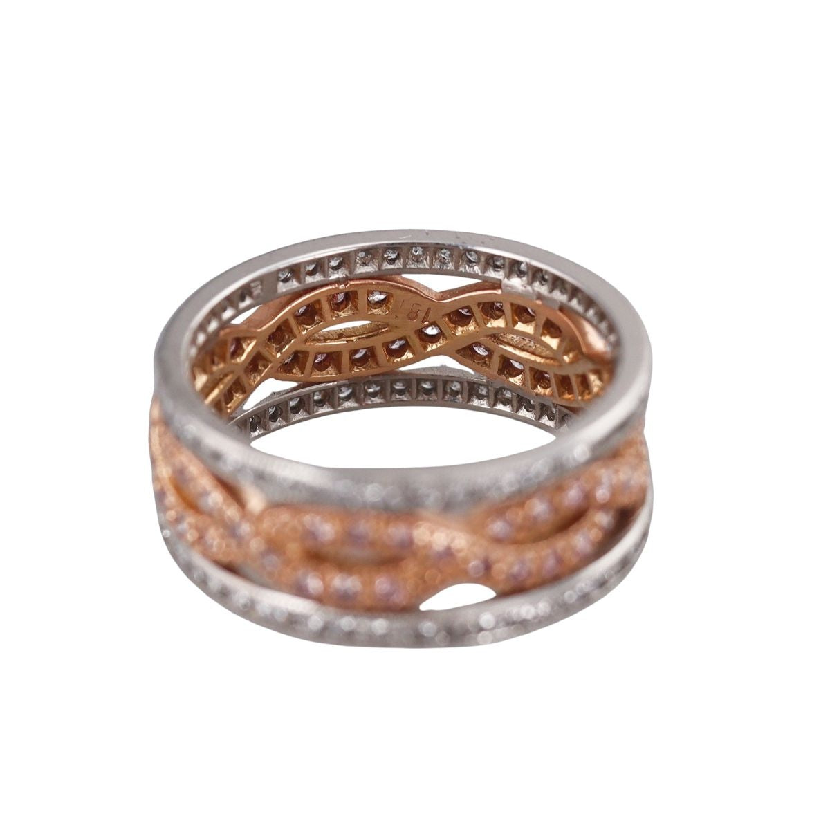 18k Gold Diamond Pink Sapphire Band Ring