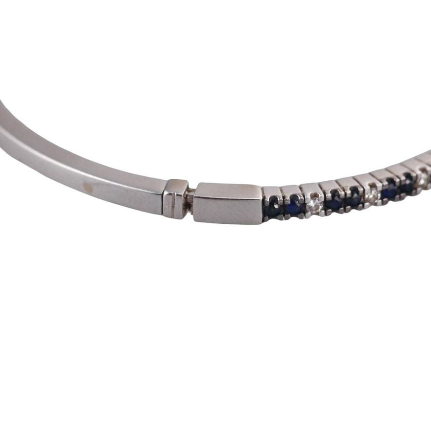 18k Gold Diamond Sapphire Bangle Bracelet