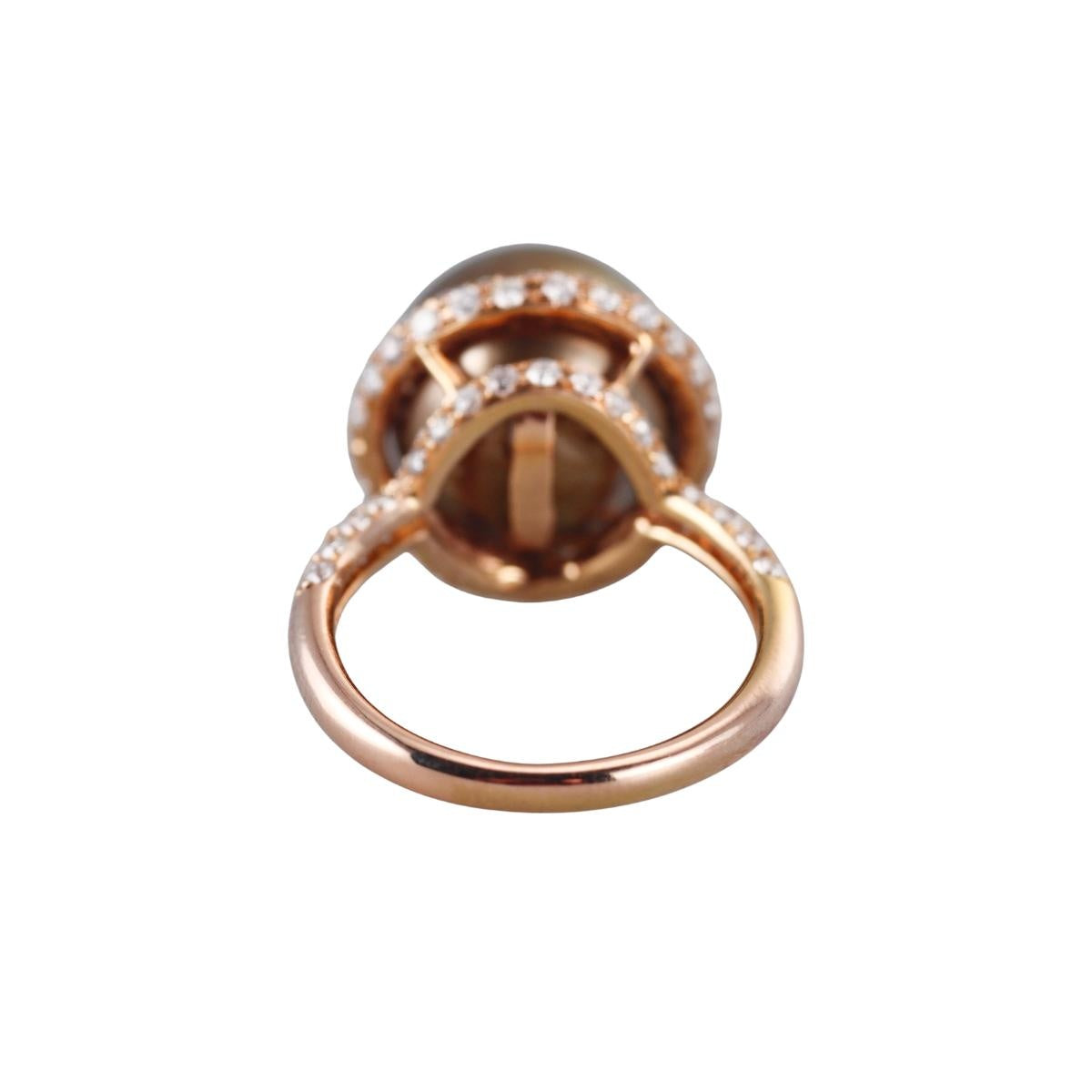18k Gold Tahitian South Sea Pearl Diamond Ring