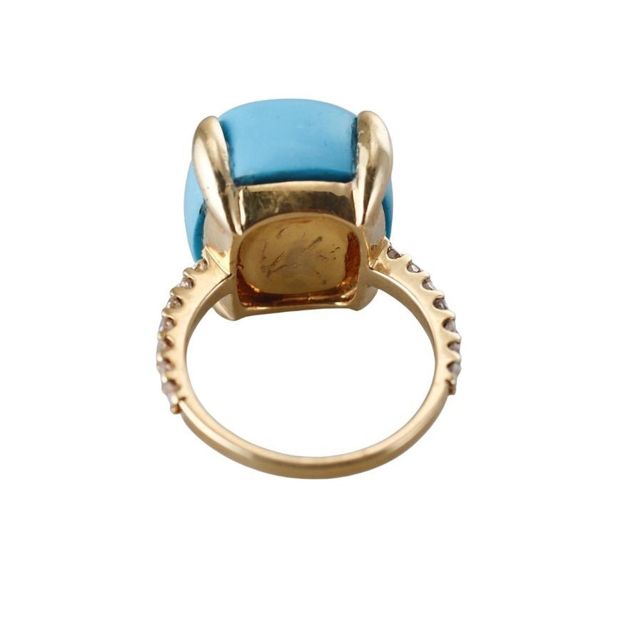 18k Gold Turquoise Diamond Ring