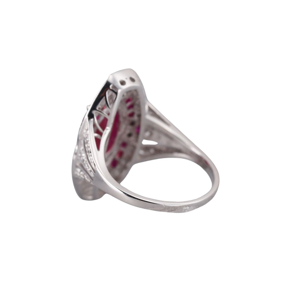 18k White Gold Diamond Ruby Ring