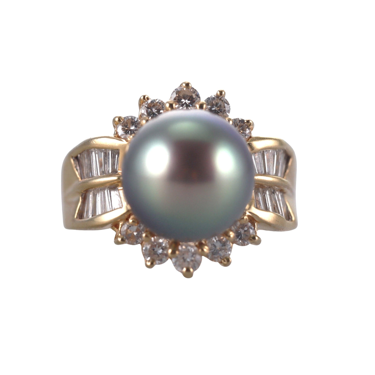 18k Yellow Gold Pearl Diamond Ring