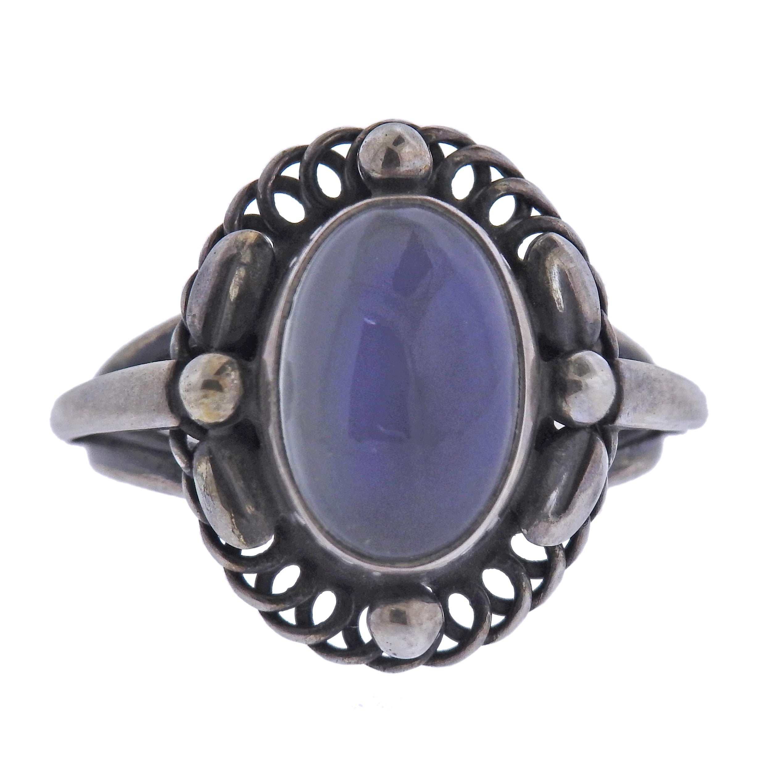 Georg Jensen Moonlight Blossom Moonstone Silver Ring OG-1692