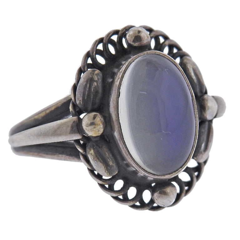 Georg Jensen Moonlight Blossom Moonstone Silver Ring OG-1692