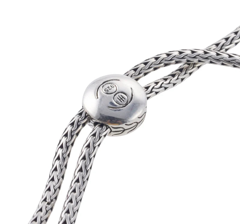 John Hardy Classic Chain Sterling Silver Diamond Pull Through Bracelet Retail $ 1195