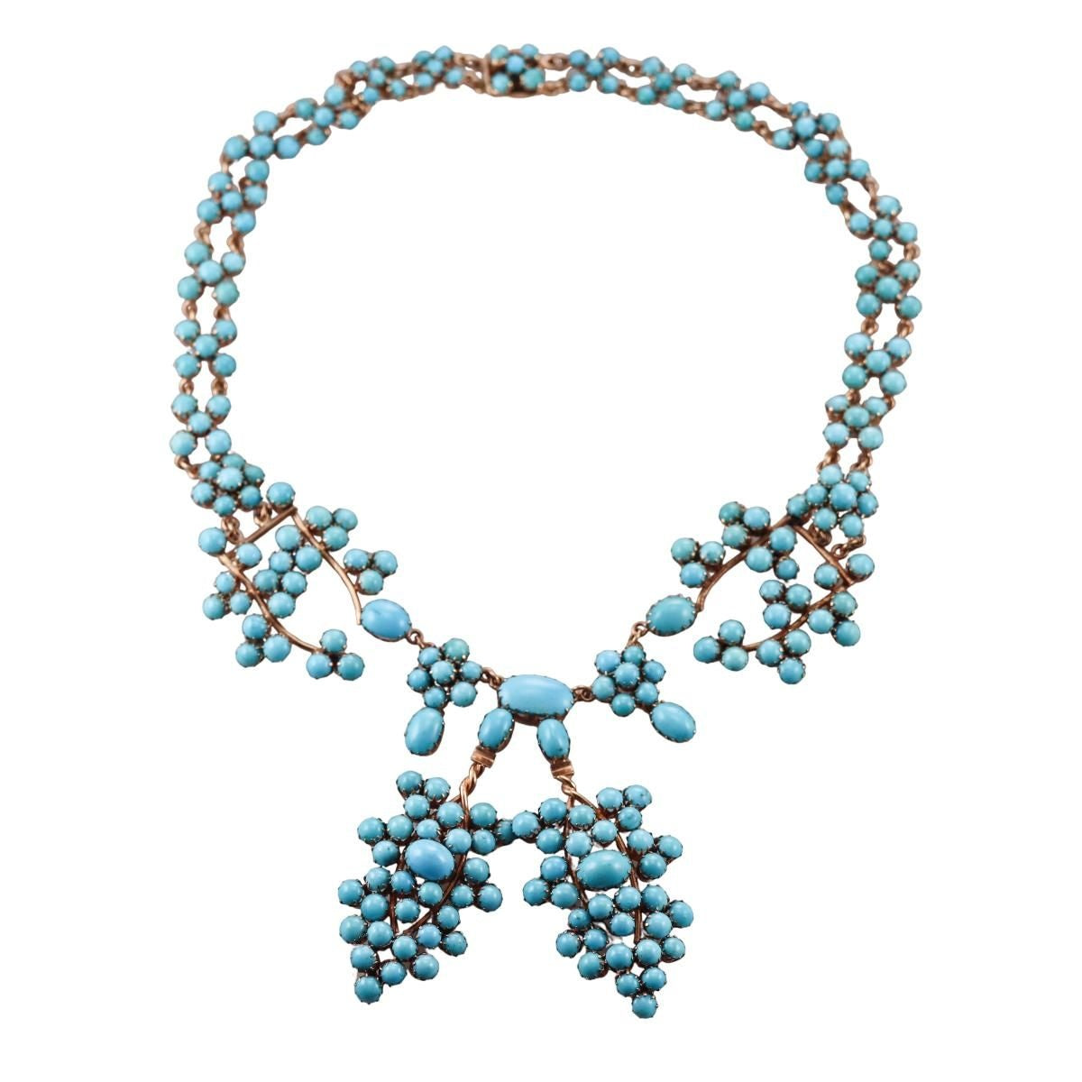1960s Vintage 14k Gold Turquoise Necklace