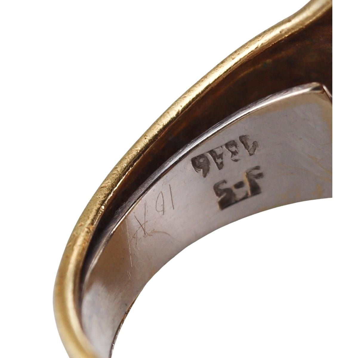 1980s 18k Gold Diamond Onyx Ring