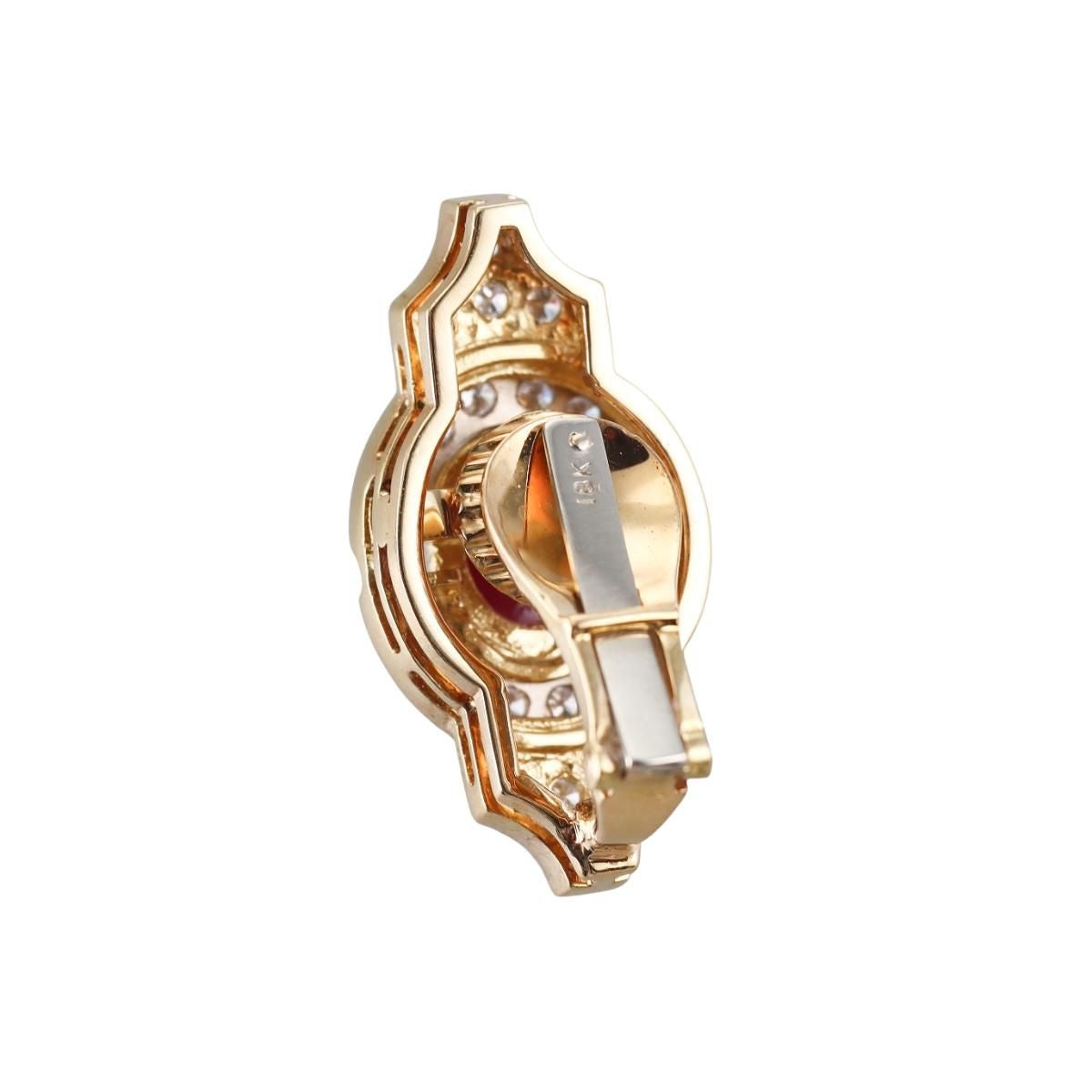 1980s  Vintage 18k Gold Diamond Ruby Earrings