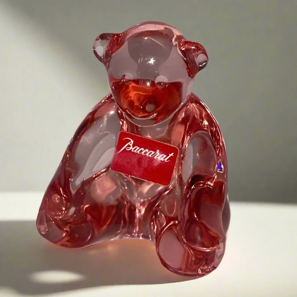 Baccarat Crystal Rose Bear Figurine 29390