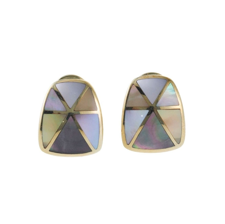 Asch Grossbardt MOP Inlay Gold Earrings