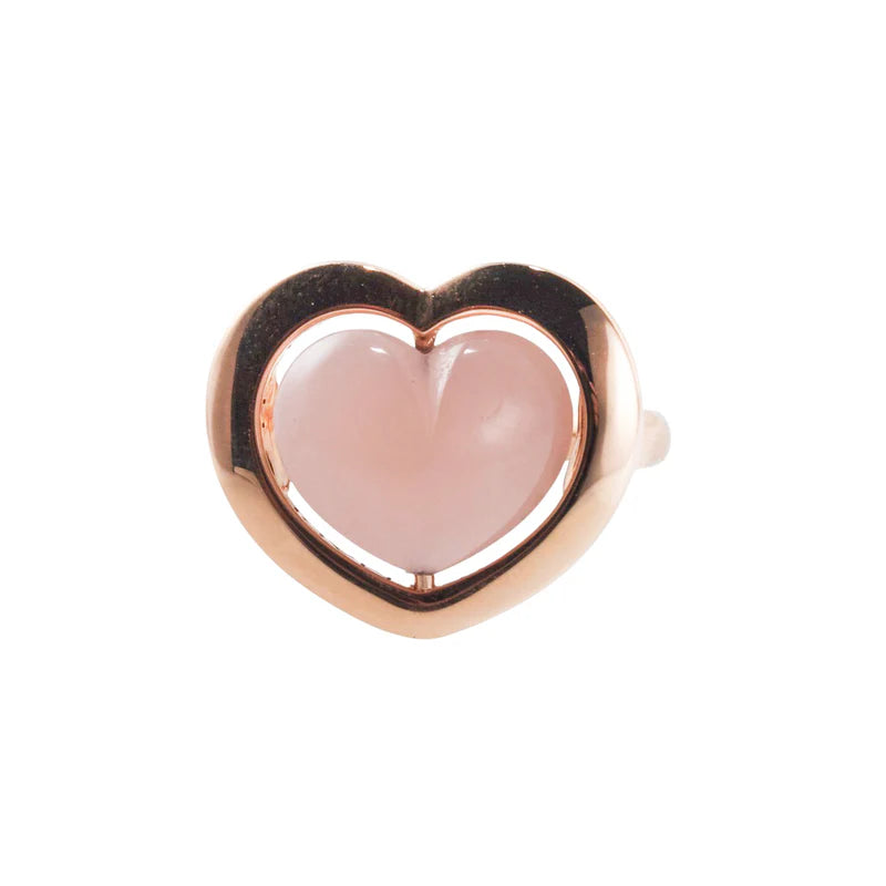 Mimi Milano Rose Quartzite Gold Flip Heart Top Ring