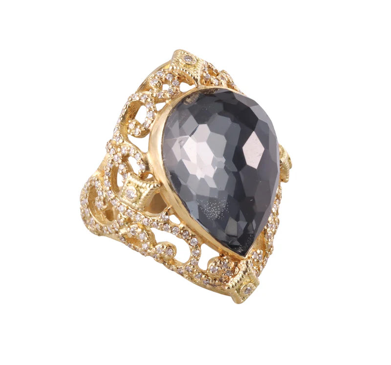 Armenta Sueno Gold Diamond Hematite Ring