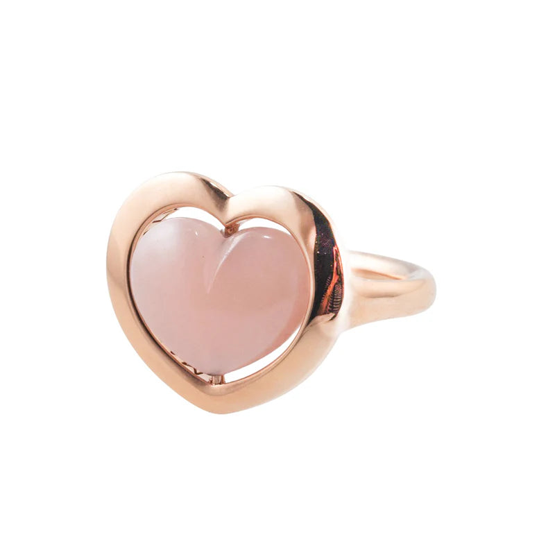 Mimi Milano Rose Quartzite Gold Flip Heart Top Ring