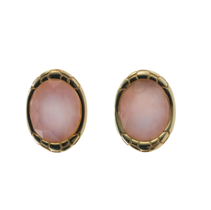 Asch Grossbardt Mother of Pearl Crystal Gold Earrings