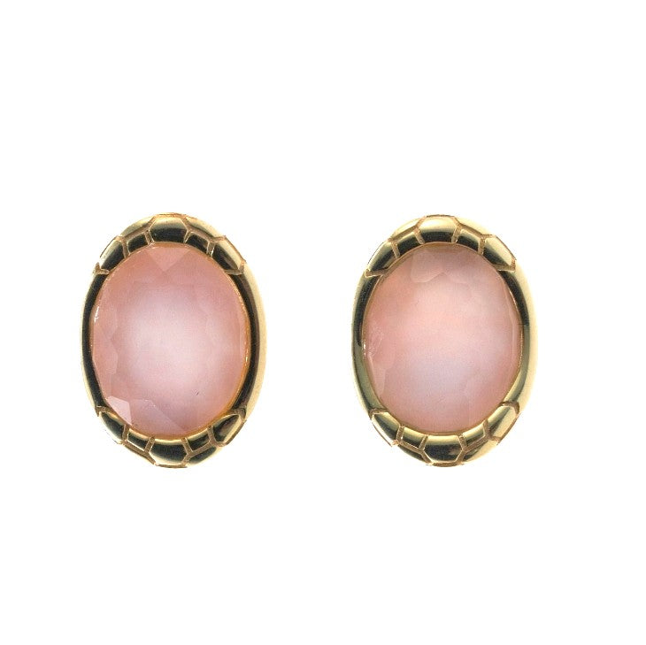Asch Grossbardt Mother of Pearl Crystal Gold Earrings