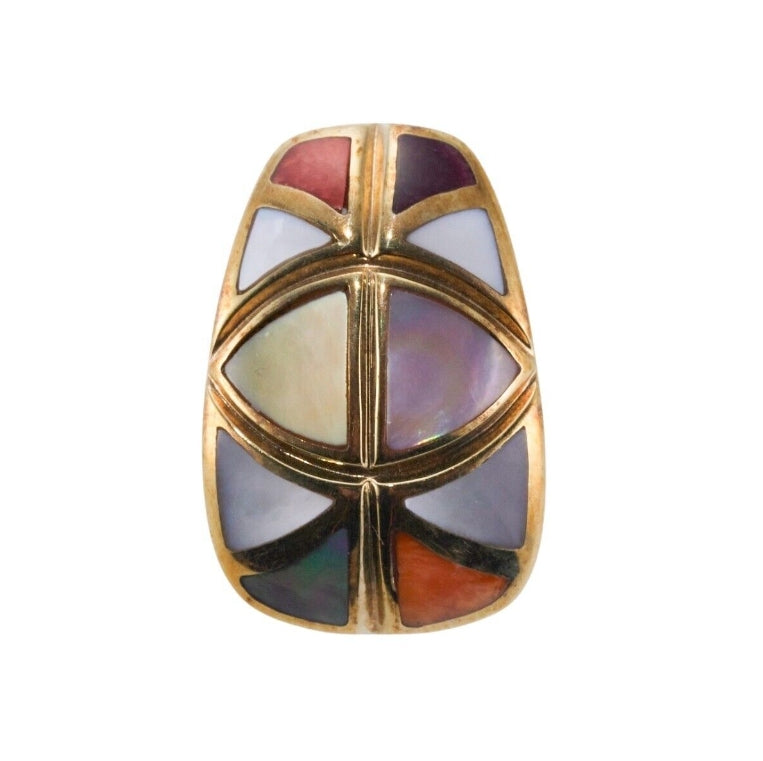 Asch Grossbardt  Inlay Gemstone Gold Pendant