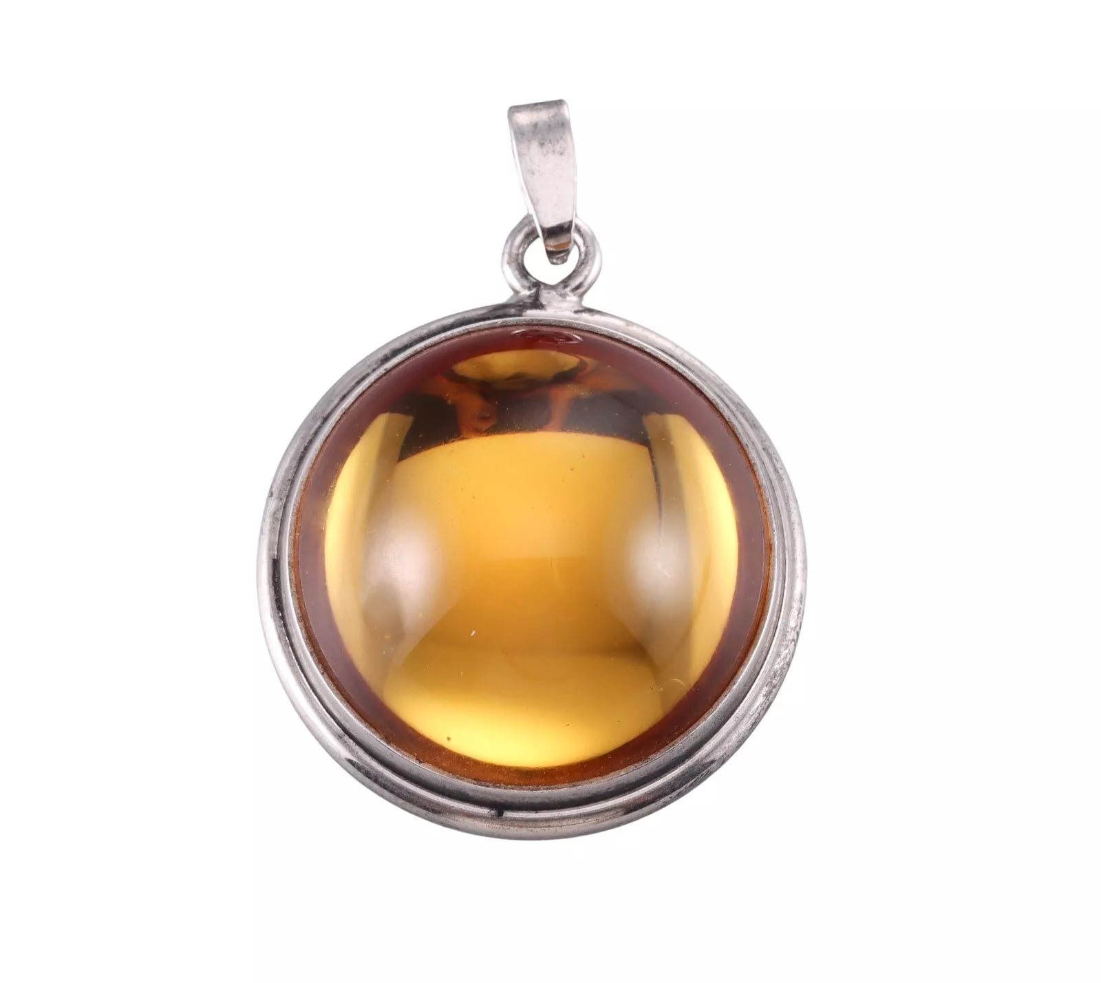 Lalique Sterling Silver Frosted Yellow Pendant 485