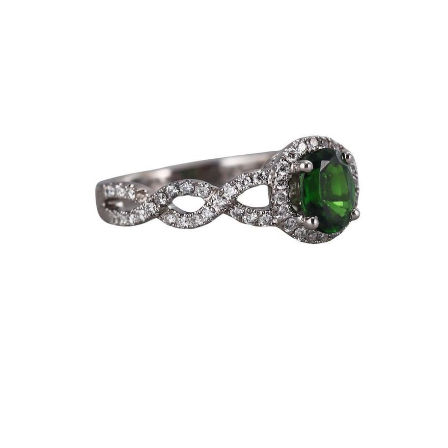 14k Gold Diamond Diopside Infinity Ring