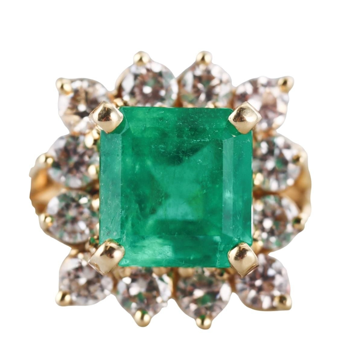 2.14ct Emerald Diamond Gold Ring