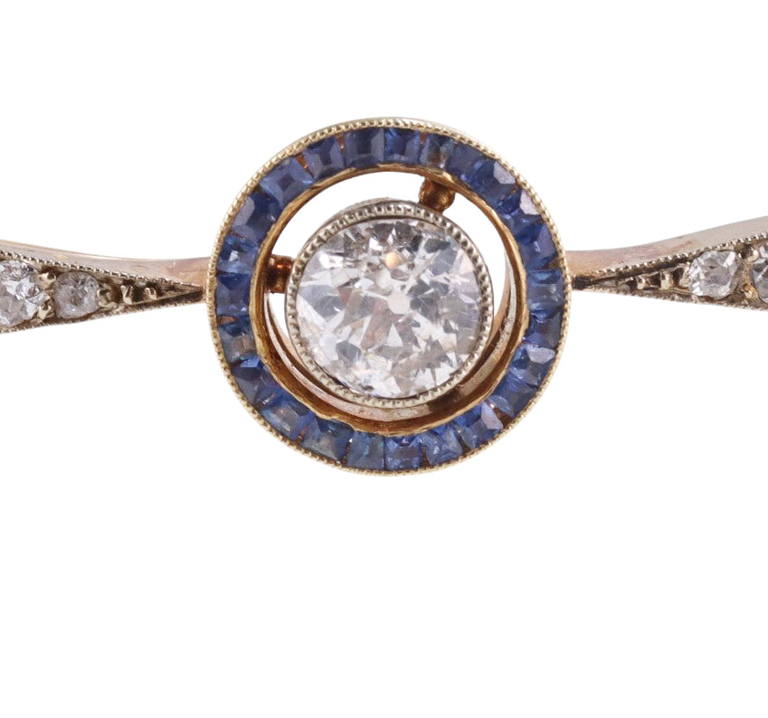 Antique 18k Gold Diamond Sapphire Bracelet