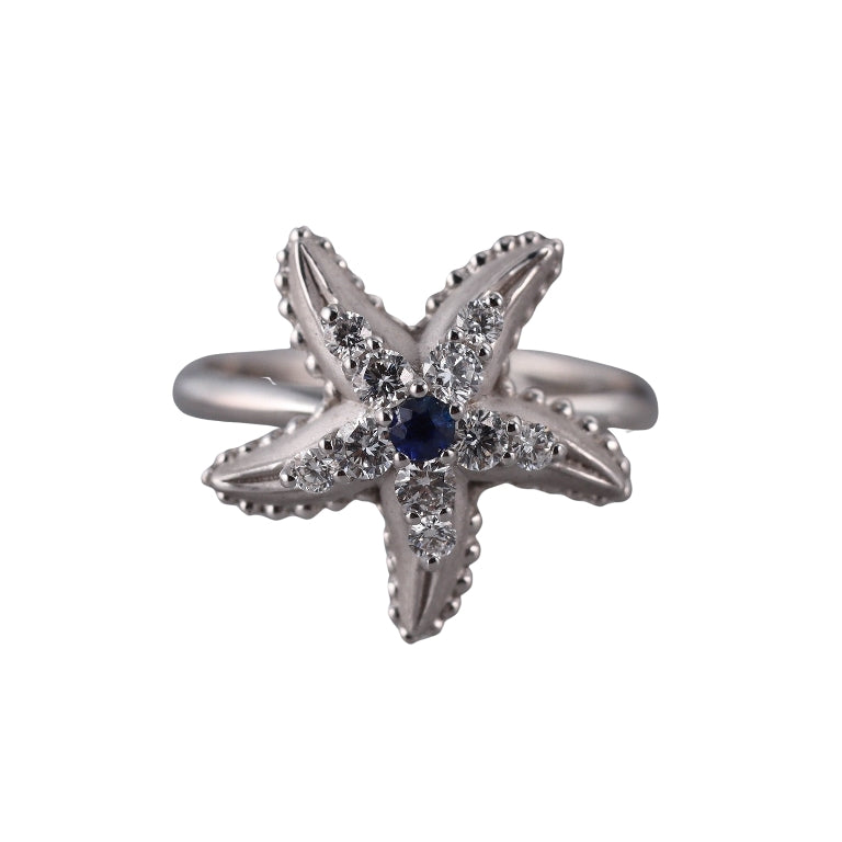 Carrera y Carrera Starfish Sapphire Diamond Gold Ring