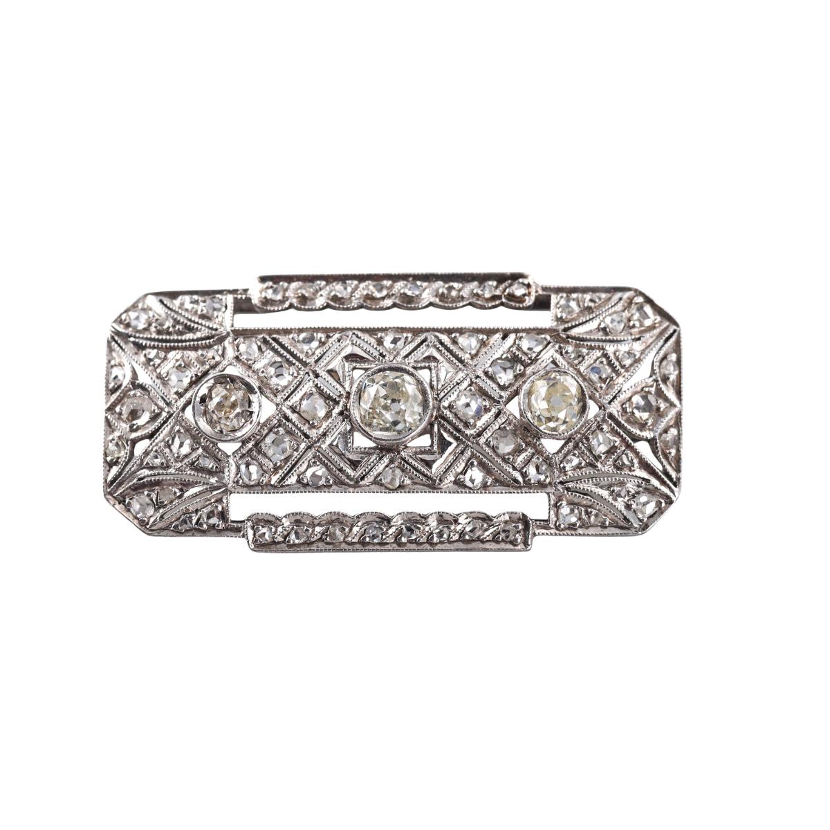 Art Deco Platinum Diamond Brooch Pin