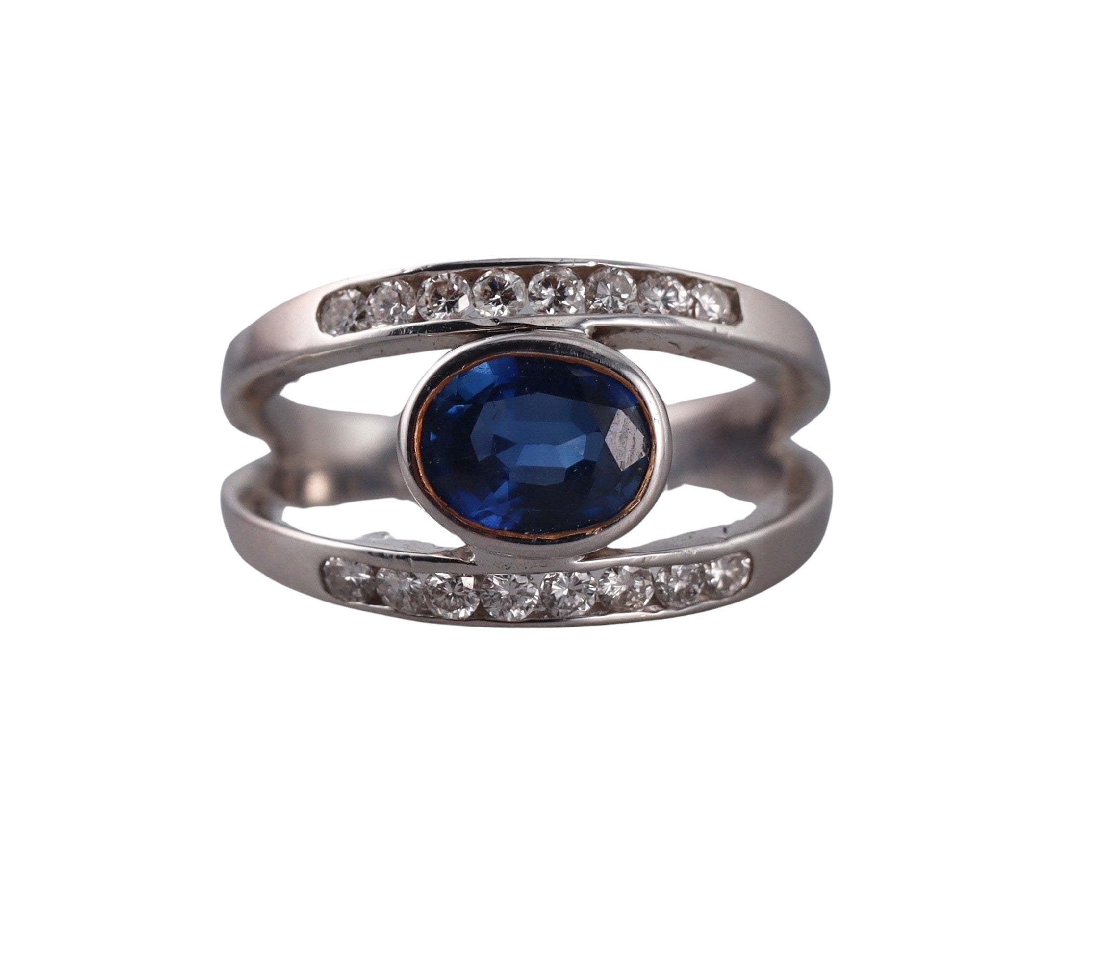 18k Gold 1.74CT Sapphire Diamond Ring