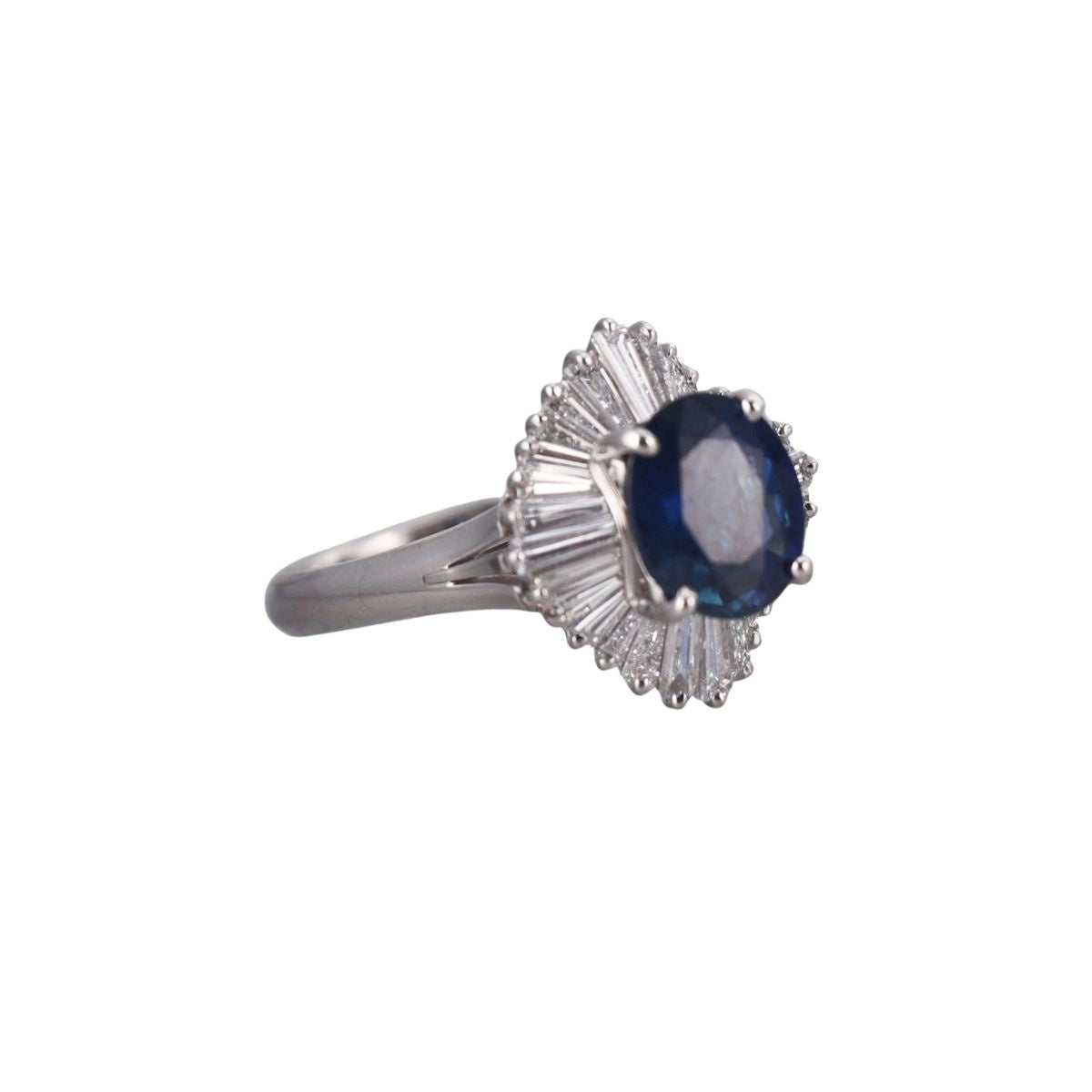 2.40ct Sapphire Diamond Platinum Cluster Ring