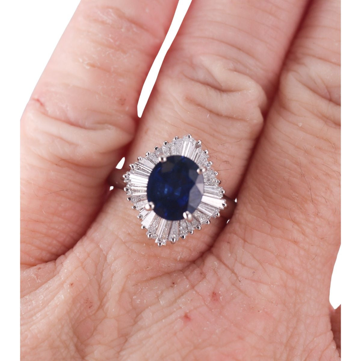 2.40ct Sapphire Diamond Platinum Cluster Ring