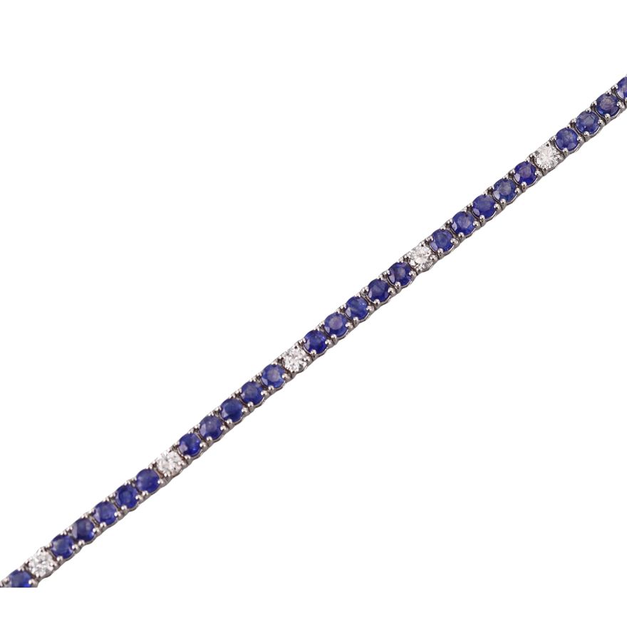 14k Gold Diamond Sapphire Tennis Bracelet