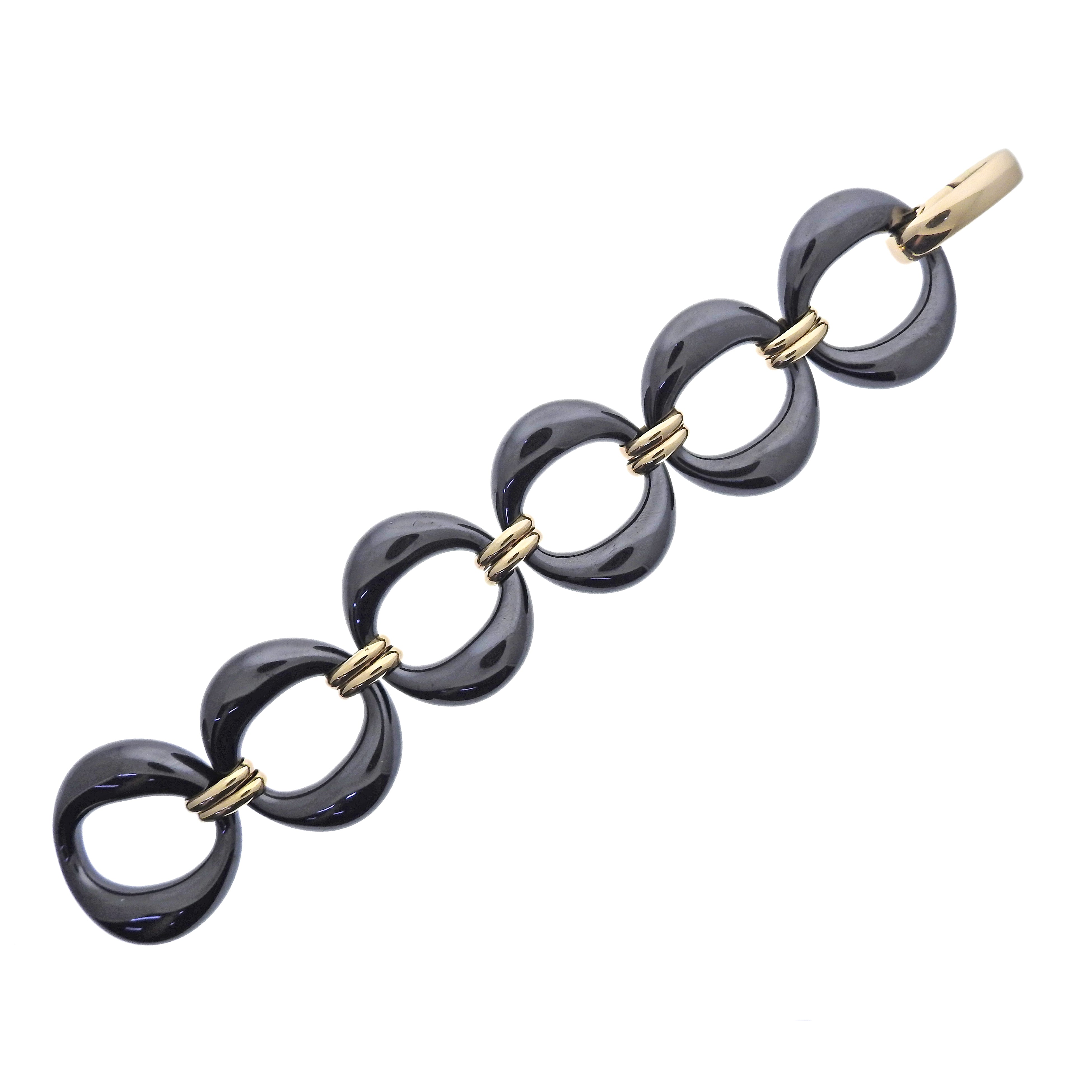 18k Rose Gold Hematite Link Bracelet