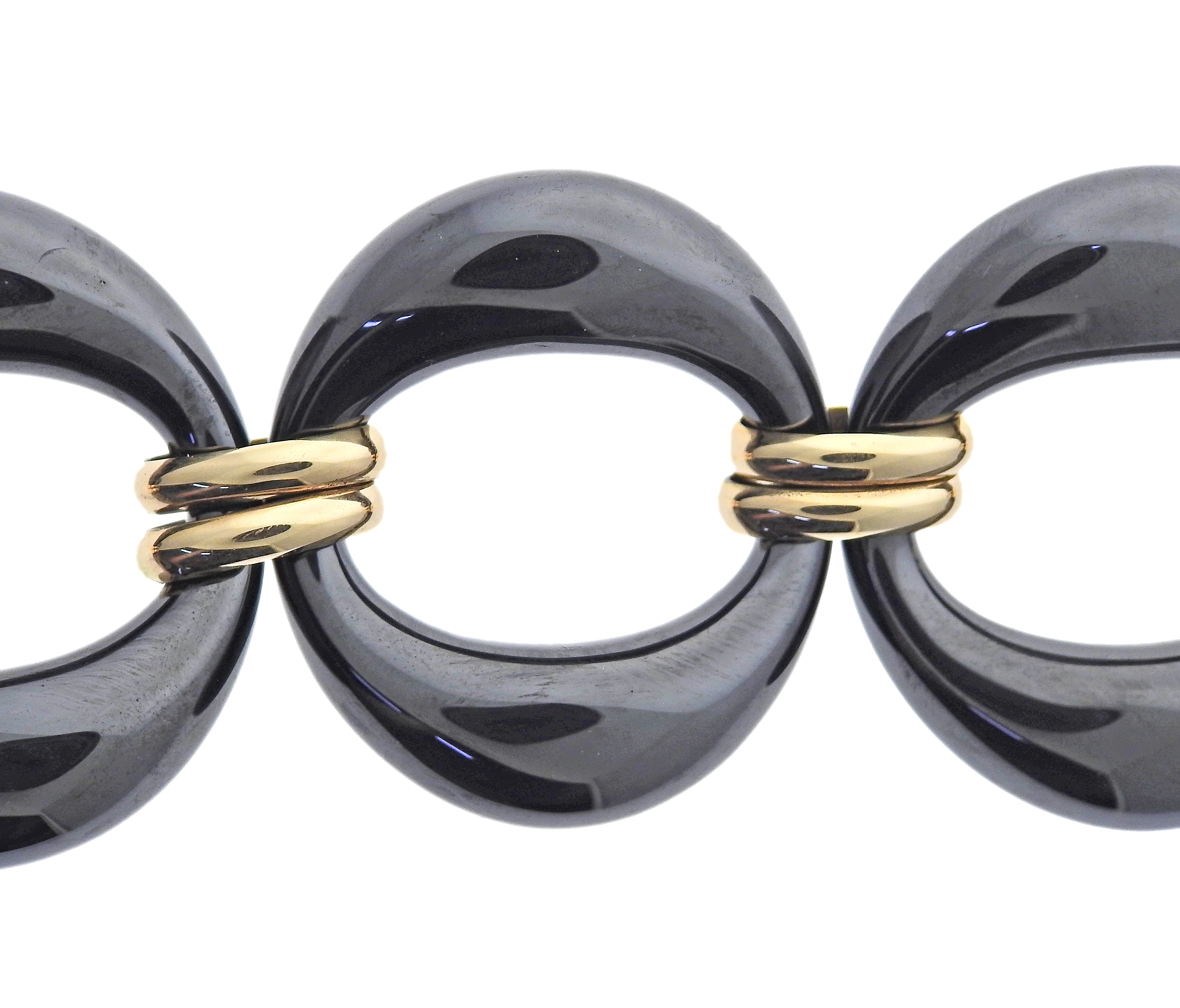 18k Rose Gold Hematite Link Bracelet