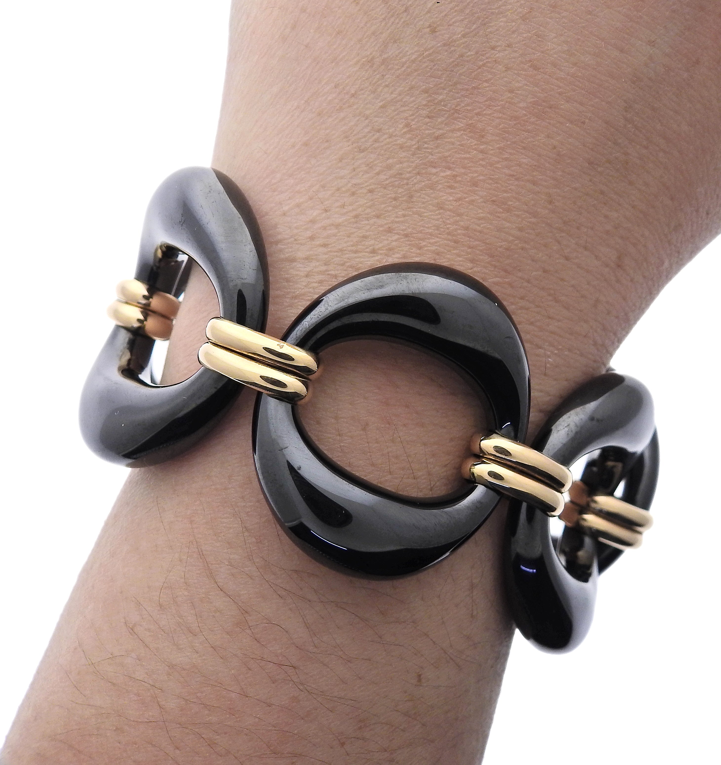 18k Rose Gold Hematite Link Bracelet