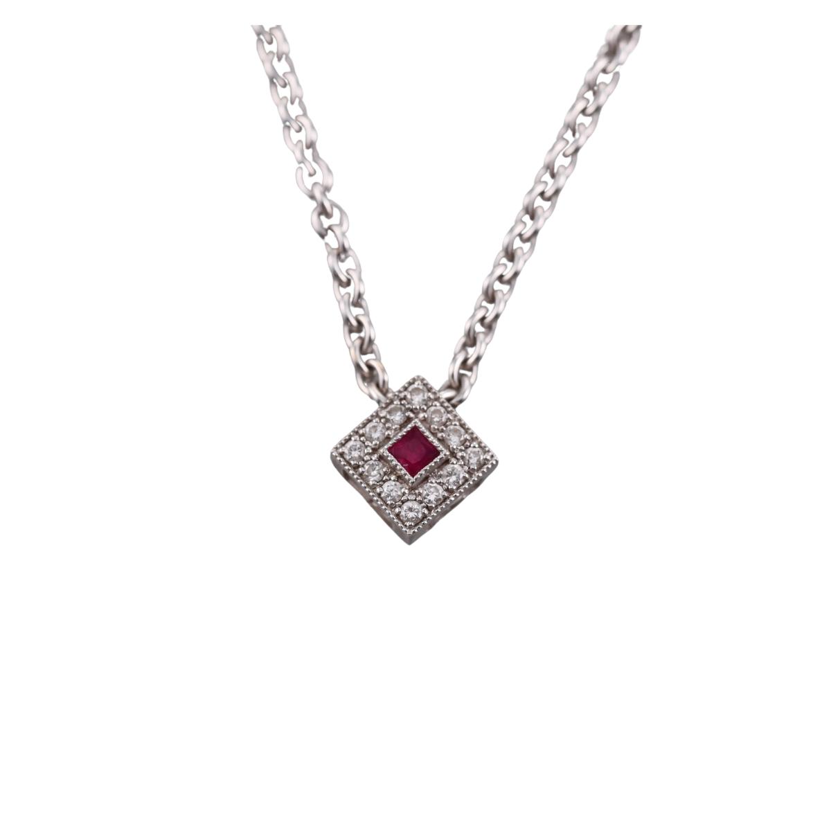 Alor 18k Gold Diamond Ruby Pendant Necklace