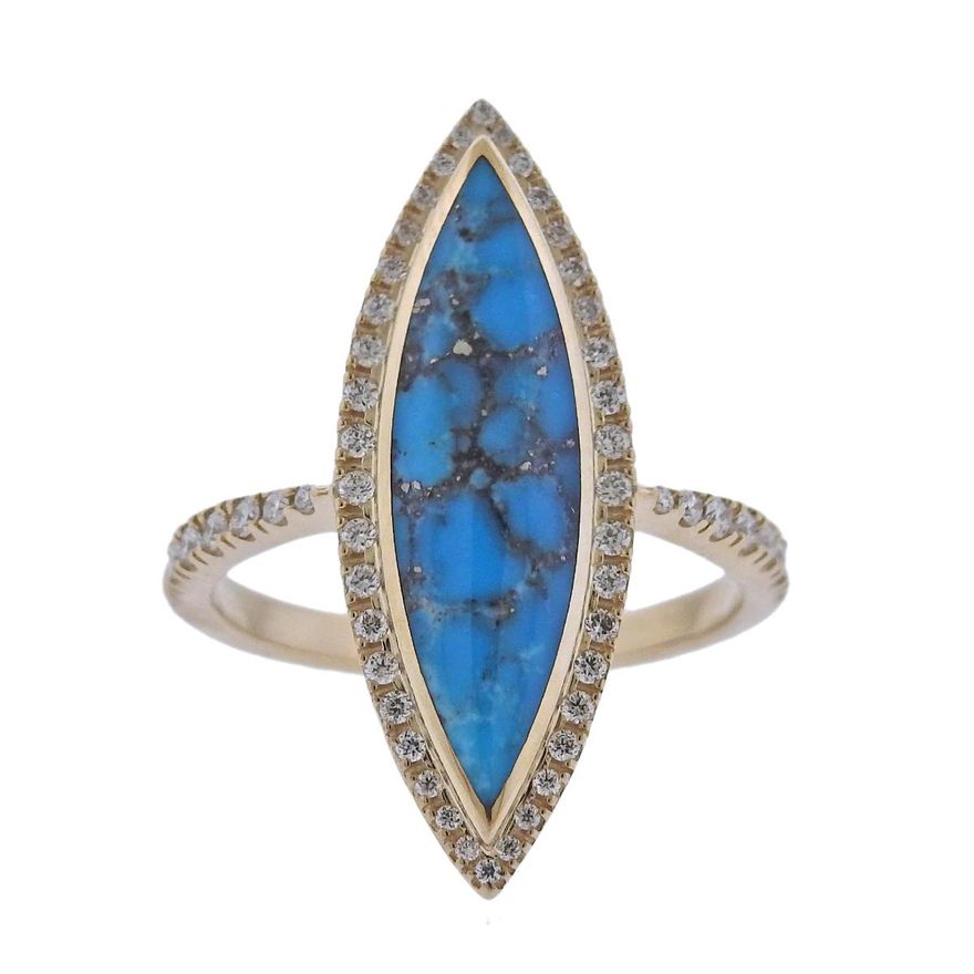 Kabana 14k Gold Kingman Turquoise Diamond Ring