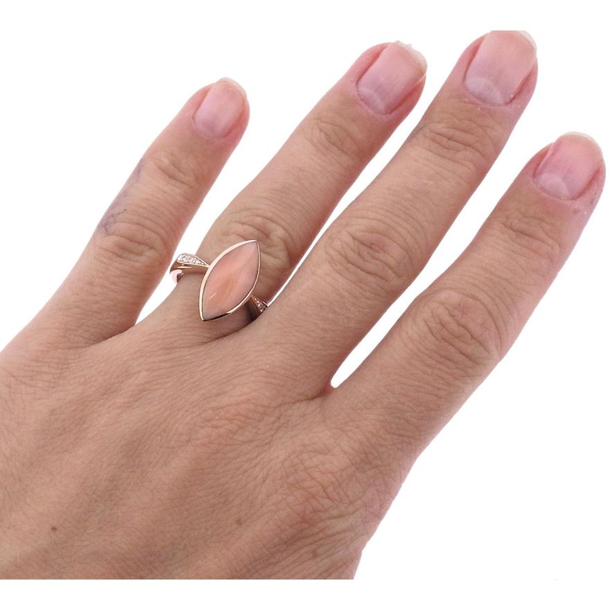 Kabana 14k Rose Gold Coral Diamond Ring
