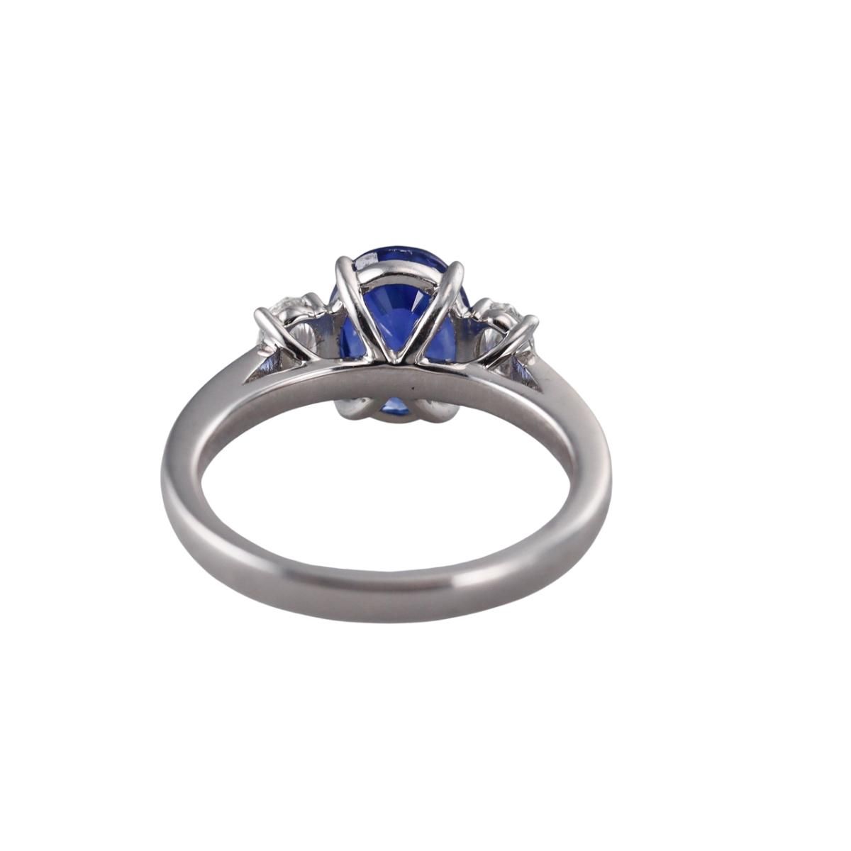 GIA 2.78ct Natural Sapphire Diamond Platinum Ring
