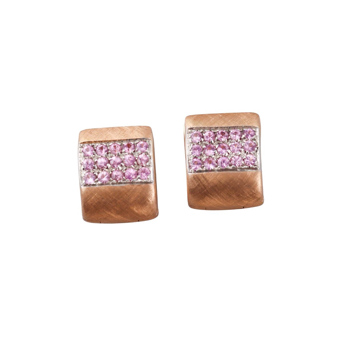 Roberto Coin 18k Rose Gold Pink Sapphire Huggie Hoop Earrings