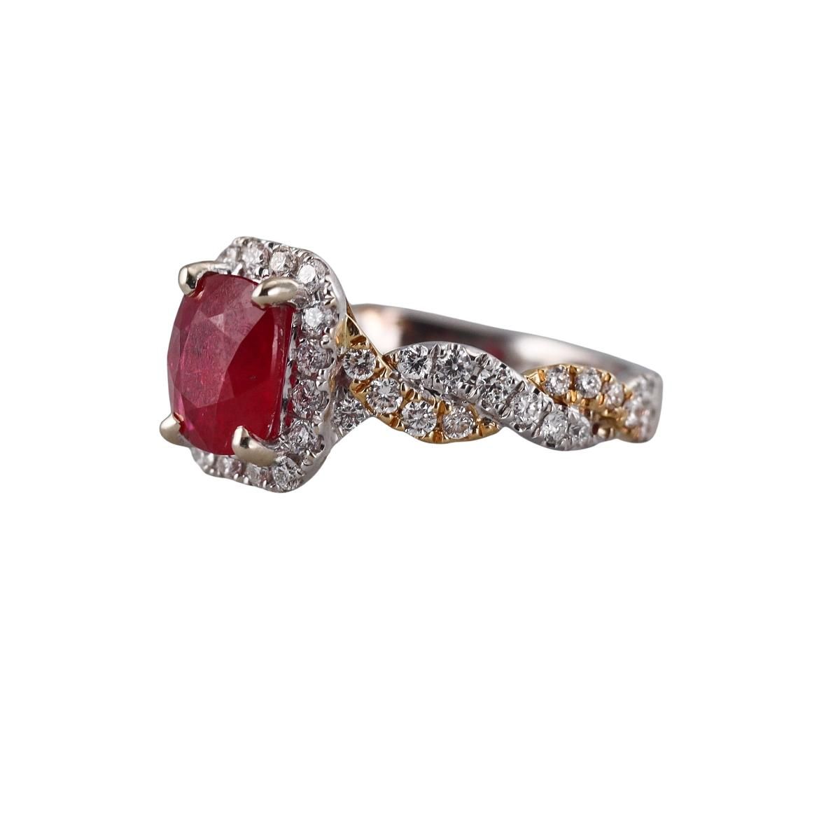 Hakman 18k Gold Diamond 1.77ct Ruby Engagement Ring