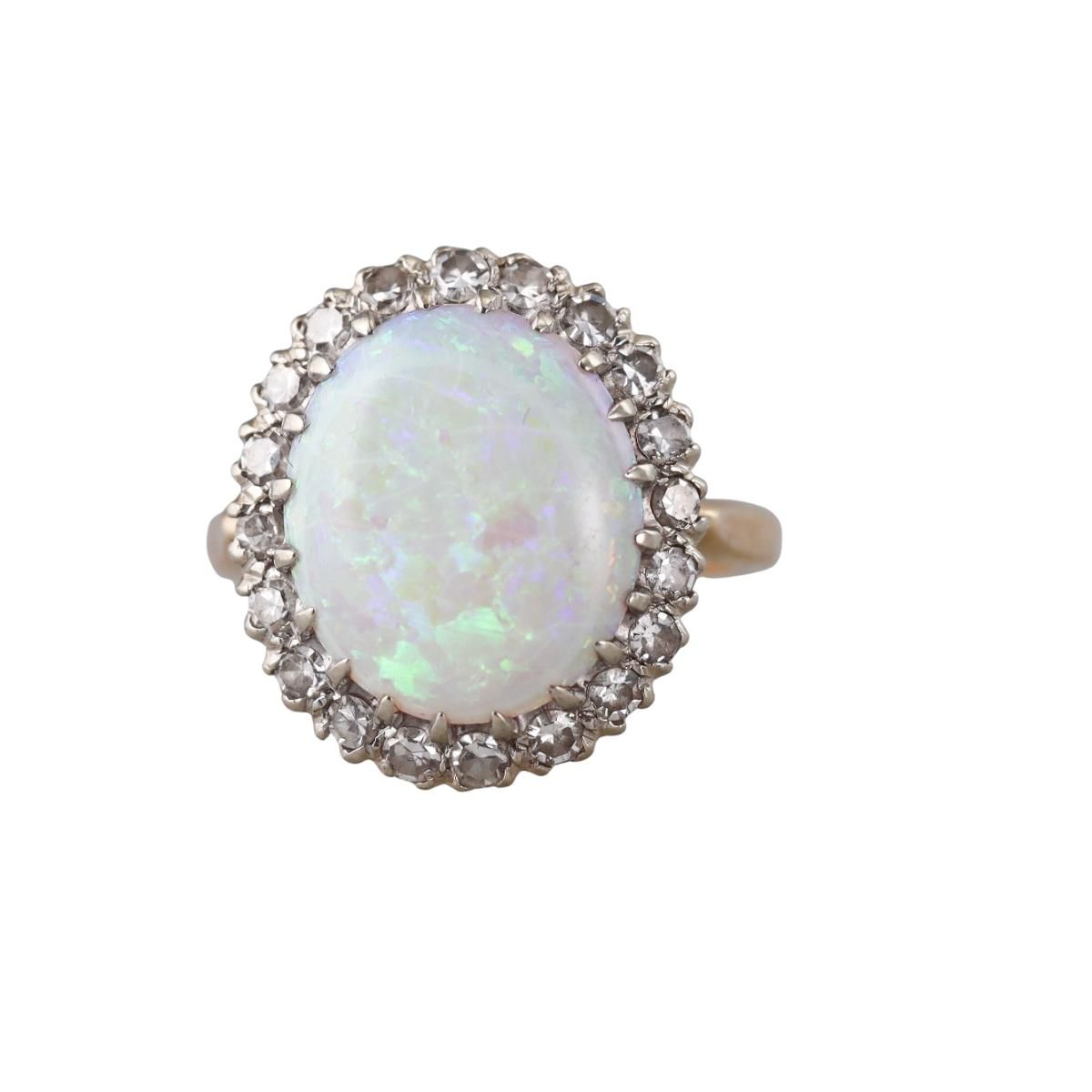14k Gold Diamond 5ct Opal Ring