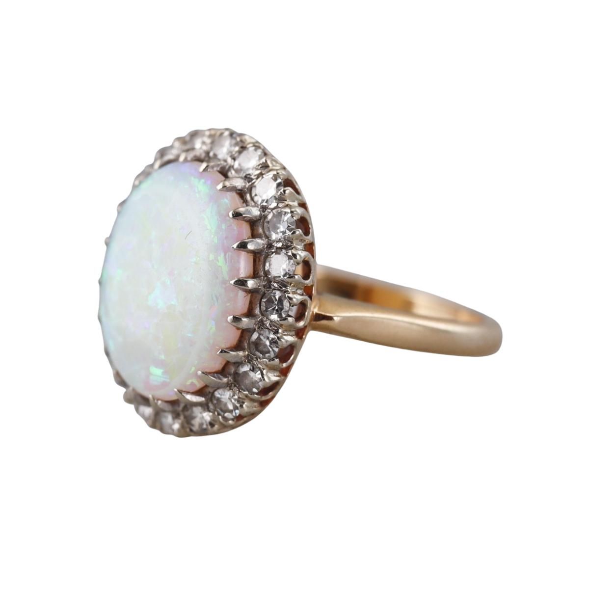 14k Gold Diamond 5ct Opal Ring