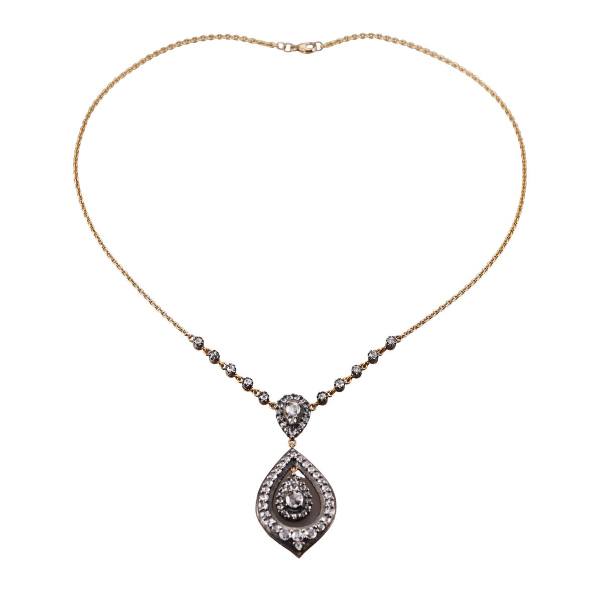 14k Gold Silver 3ctw Diamond Pendant Necklace