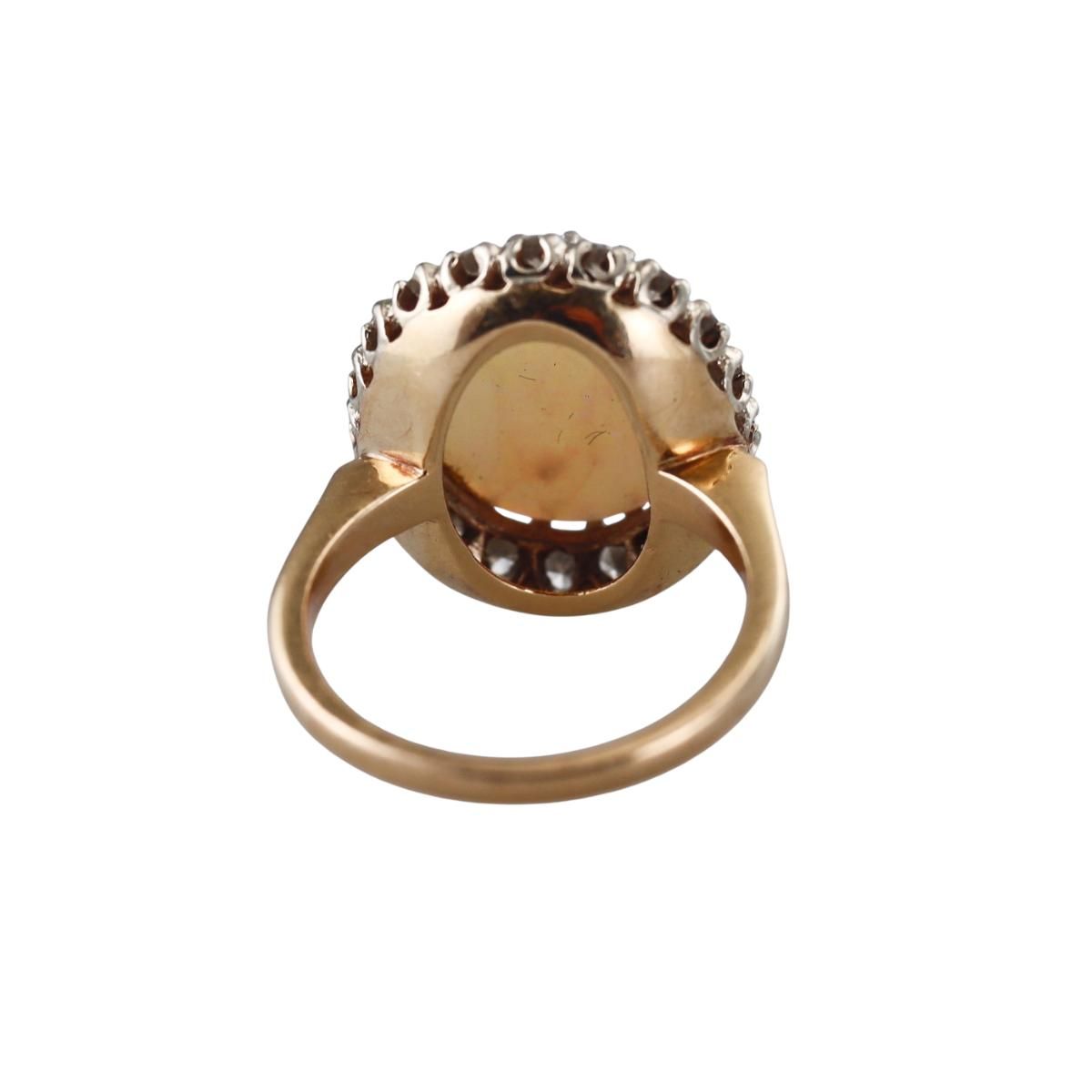 14k Gold Diamond 5ct Opal Ring