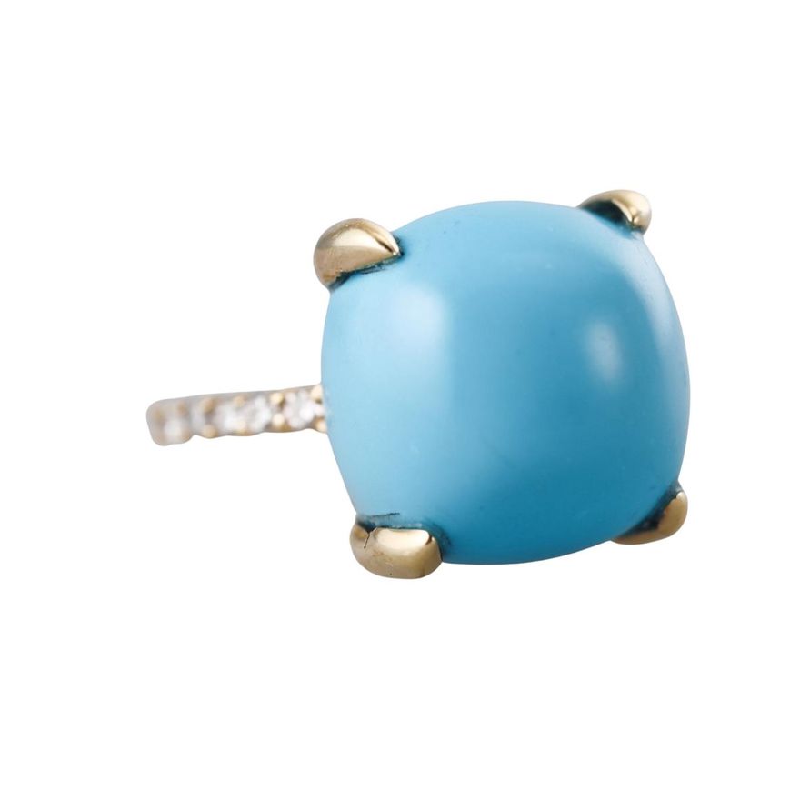 18k Gold Turquoise Diamond Ring