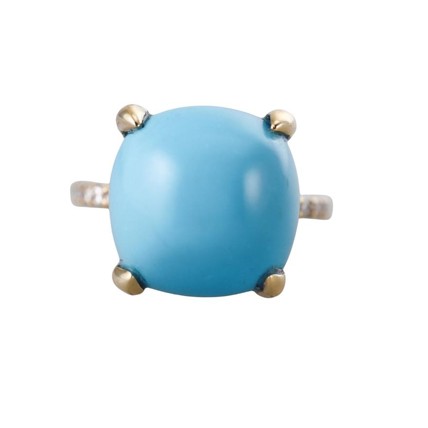 18k Gold Turquoise Diamond Ring