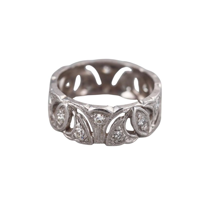 Mid Century Platinum Diamond Band Ring