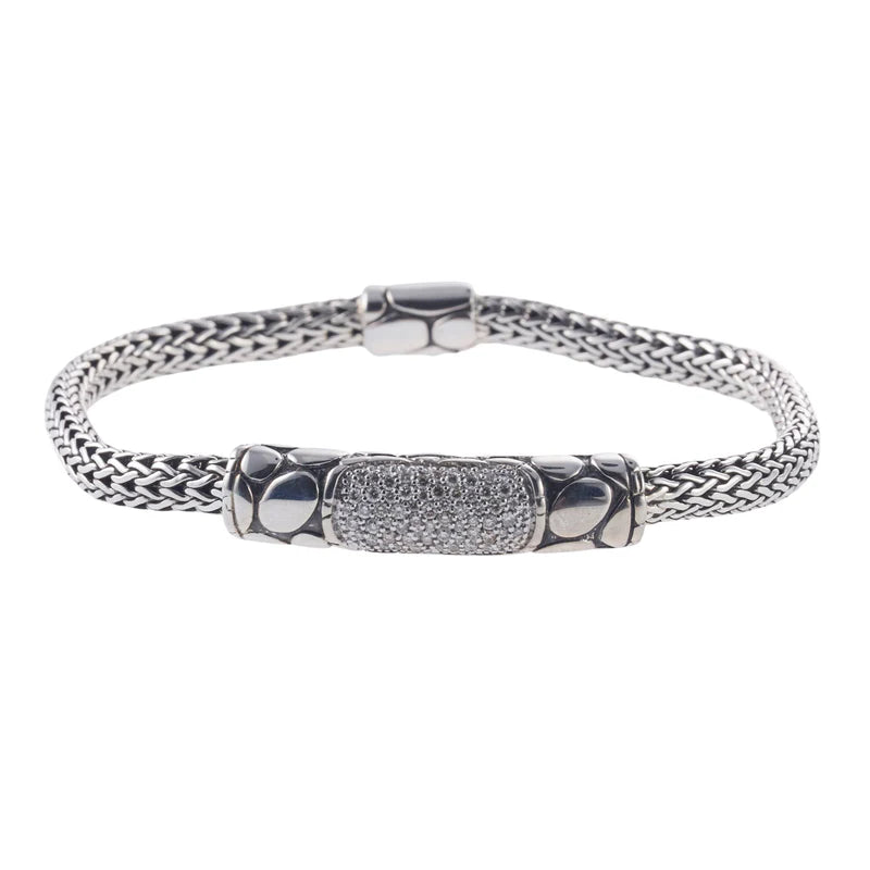 John Hardy Kali Sterling Silver Diamond Bracelet OG-2610