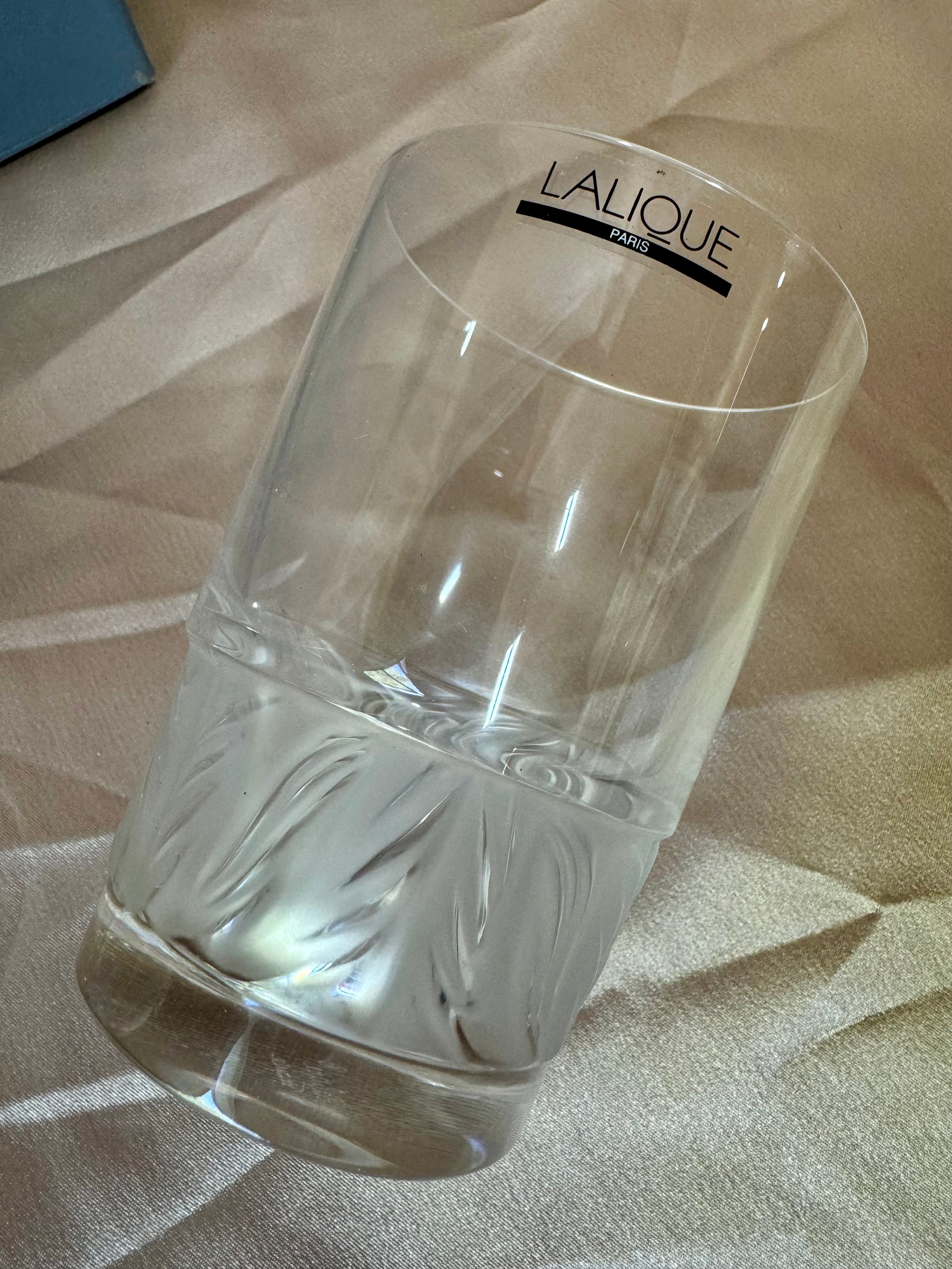 New Old Stock Lalique Crystal Flammes Flat Tumbler Set of 2 #1344700