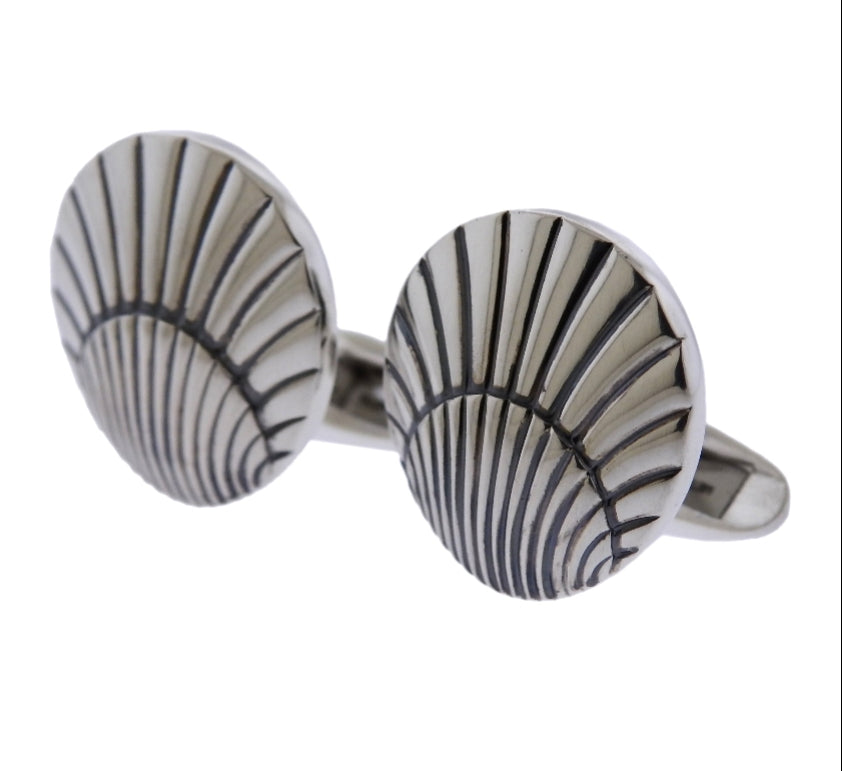 Georg Jensen Sea Shell Sterling Silver Cufflinks OG-1917