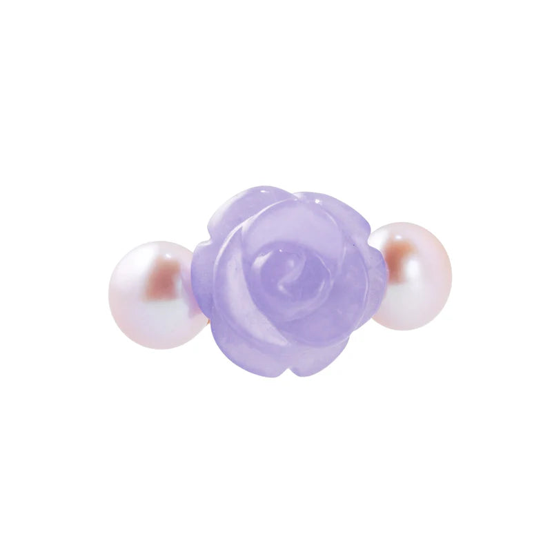 Mimi Milano Lavender Jade Pearl Rose Gold Flower Ring